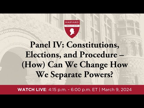 Panel IV: Constitutions, Elections, and Procedure – (How) Can We Change How We Separate Powers?