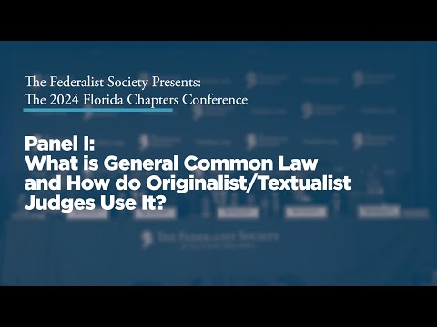 Panel I: What is General Common Law and How do Originalist/Textualist Judges Use It?