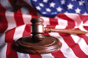 gavel with American flag