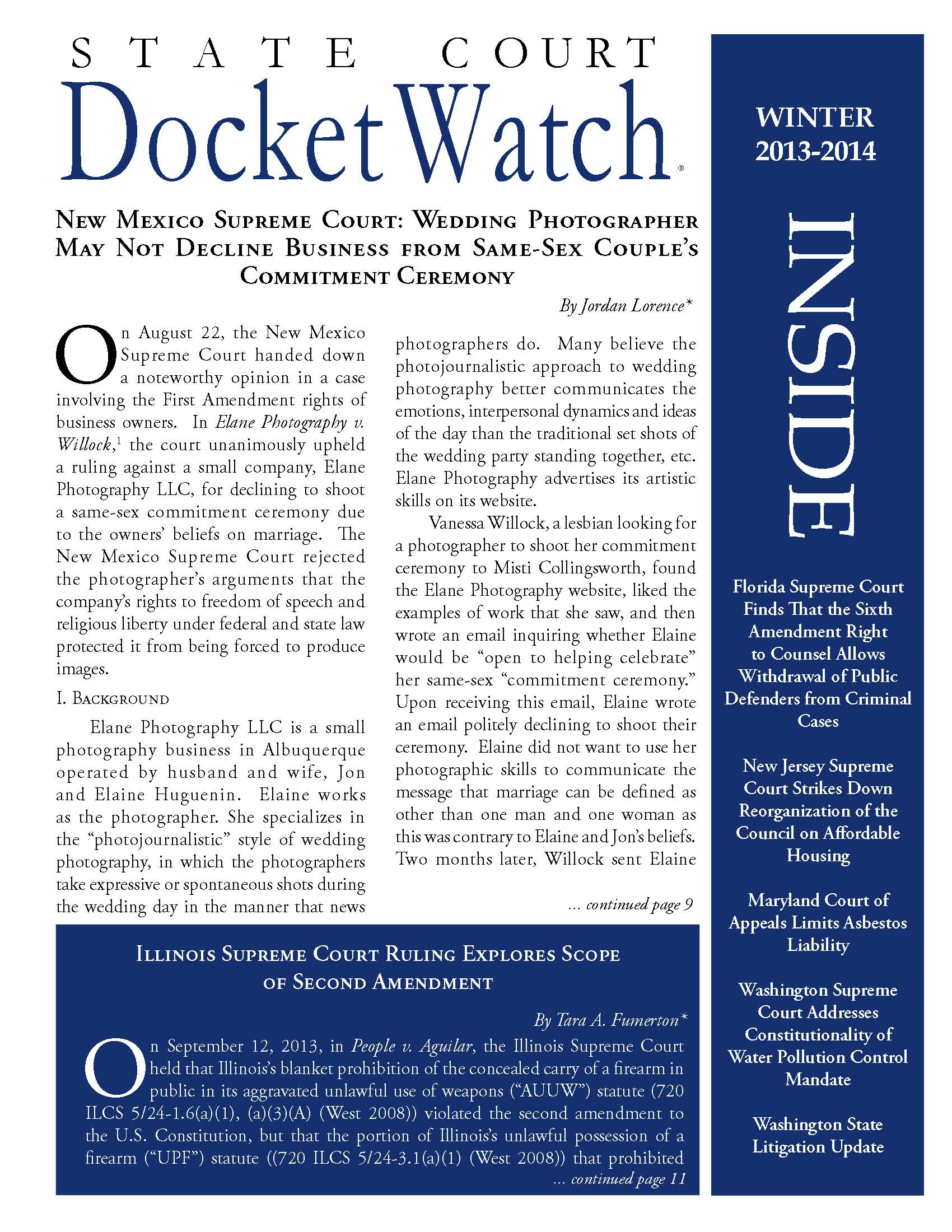 State Court Docket Watch Winter 2013 2014 The Federalist Society